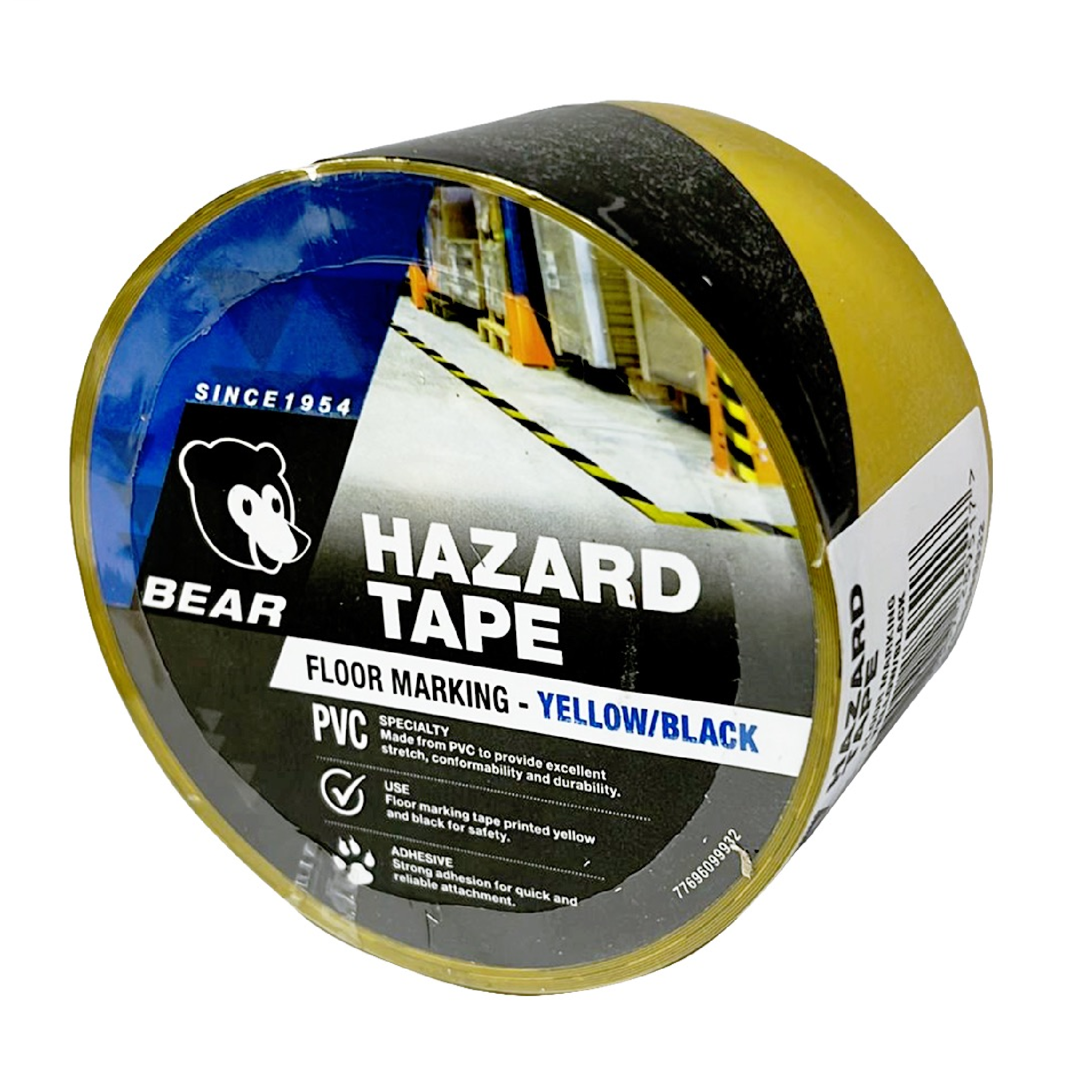 BEAR Safety YELLOW & BLACK Floor Marking Adhesive Hazard Tape 48MM X 30M